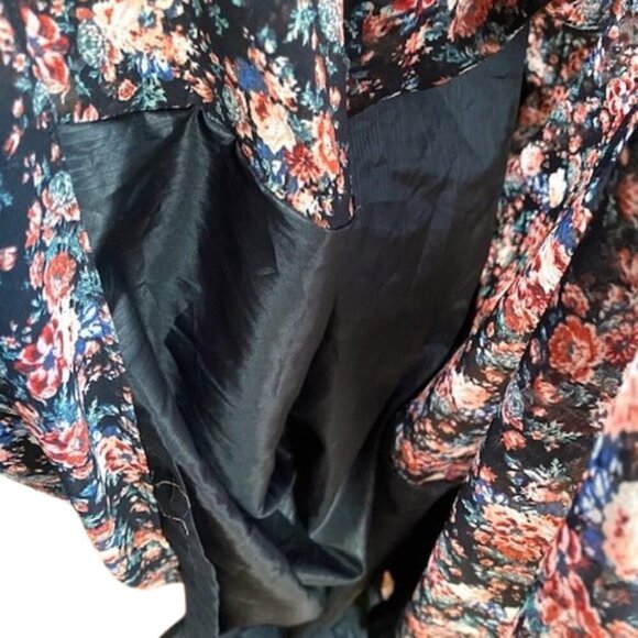 Zara maxi dark floral print chiffon long sleeve dress - Picture 7 of 16